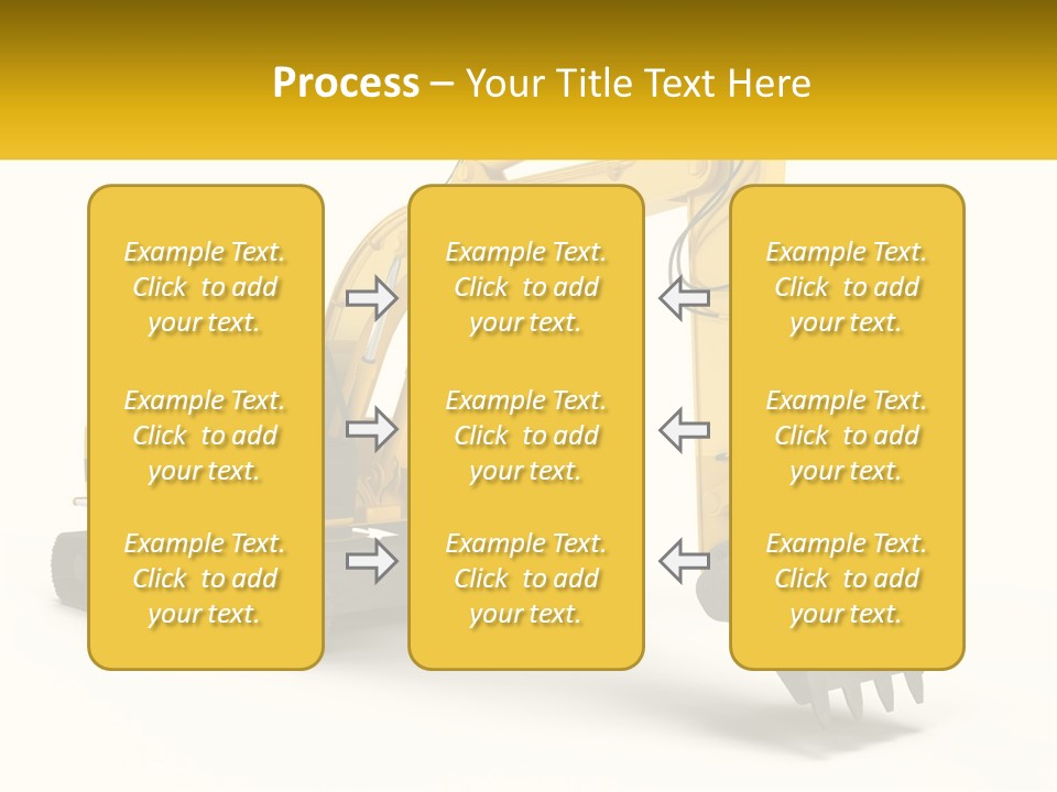 A Yellow And Black Excavator On A White Background PowerPoint Template