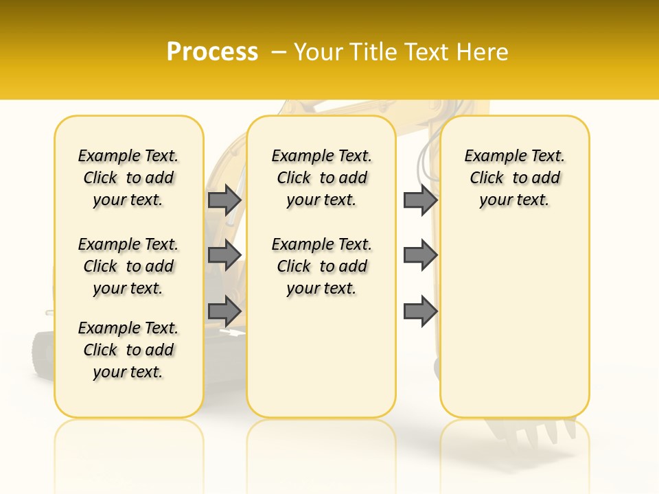 A Yellow And Black Excavator On A White Background PowerPoint Template