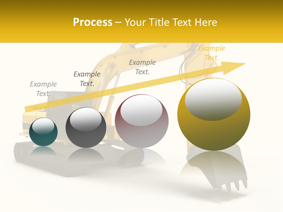 A Yellow And Black Excavator On A White Background PowerPoint Template