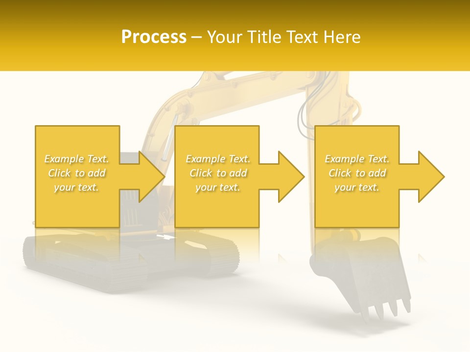 A Yellow And Black Excavator On A White Background PowerPoint Template