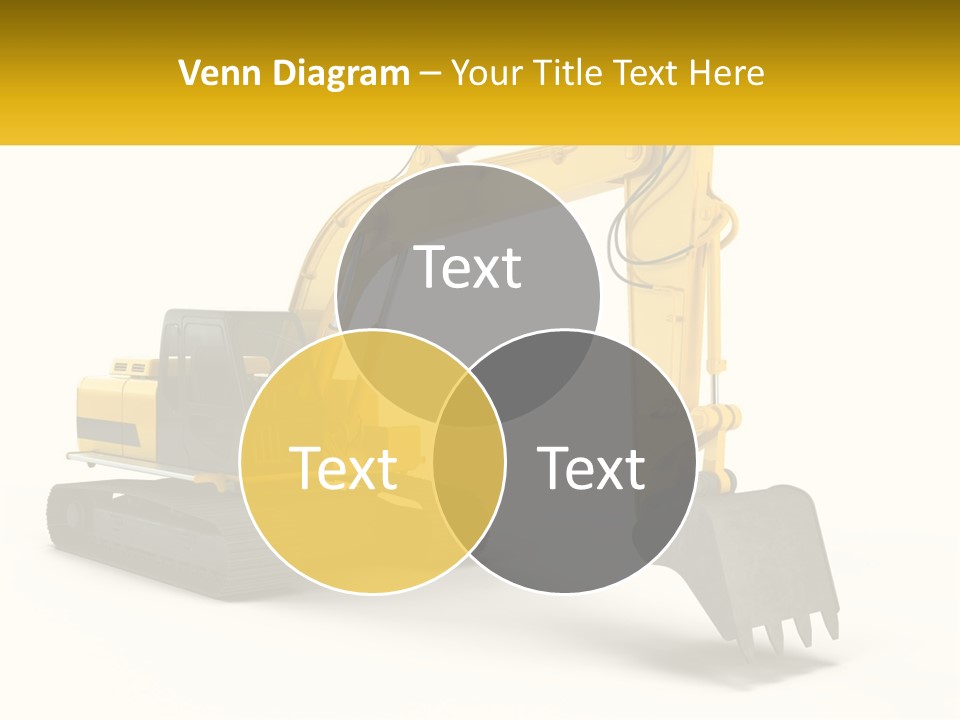 A Yellow And Black Excavator On A White Background PowerPoint Template