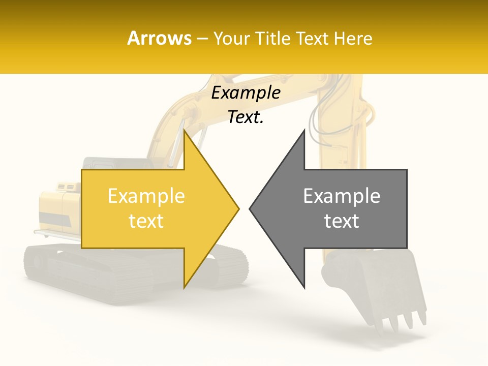 A Yellow And Black Excavator On A White Background PowerPoint Template