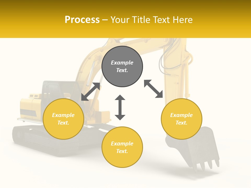 A Yellow And Black Excavator On A White Background PowerPoint Template