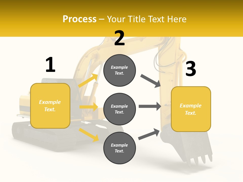 A Yellow And Black Excavator On A White Background PowerPoint Template