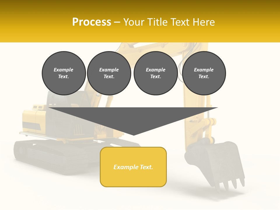 A Yellow And Black Excavator On A White Background PowerPoint Template