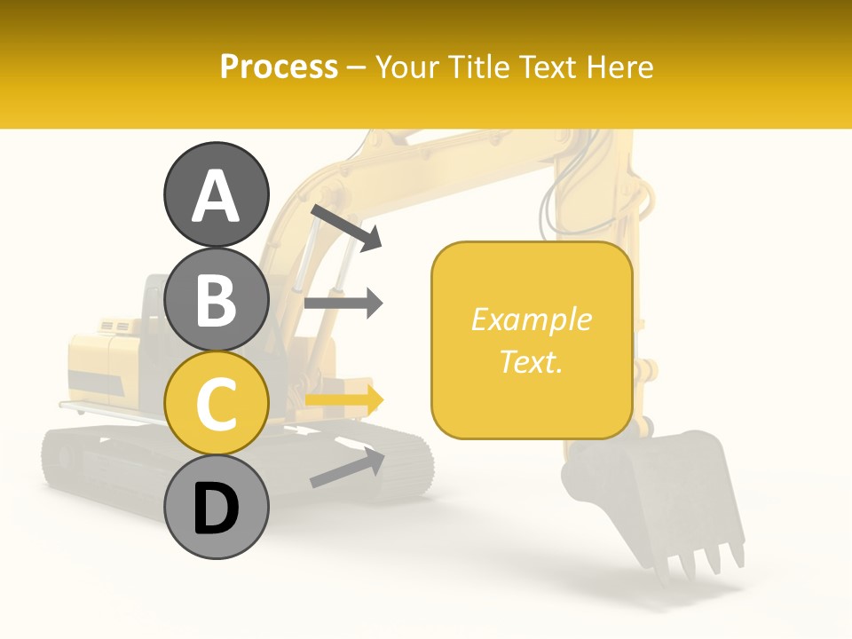 A Yellow And Black Excavator On A White Background PowerPoint Template