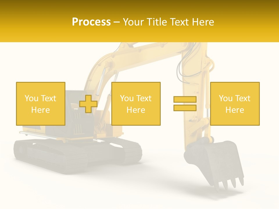 A Yellow And Black Excavator On A White Background PowerPoint Template