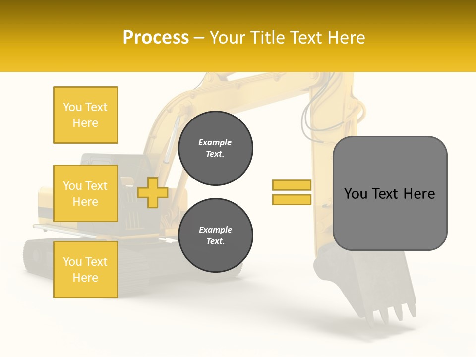 A Yellow And Black Excavator On A White Background PowerPoint Template