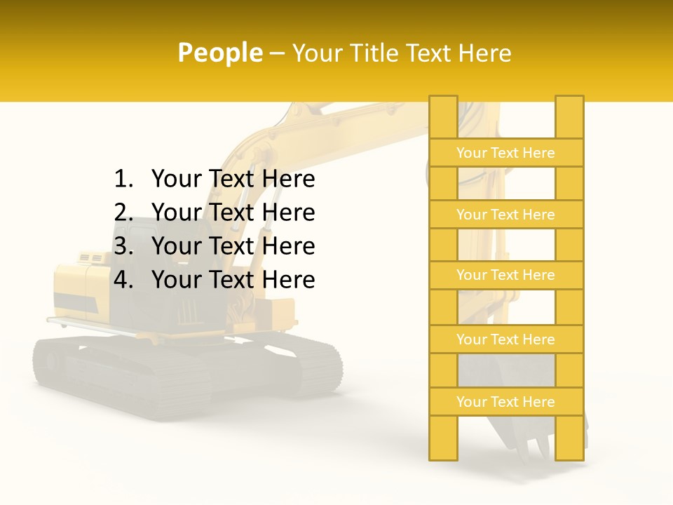 A Yellow And Black Excavator On A White Background PowerPoint Template