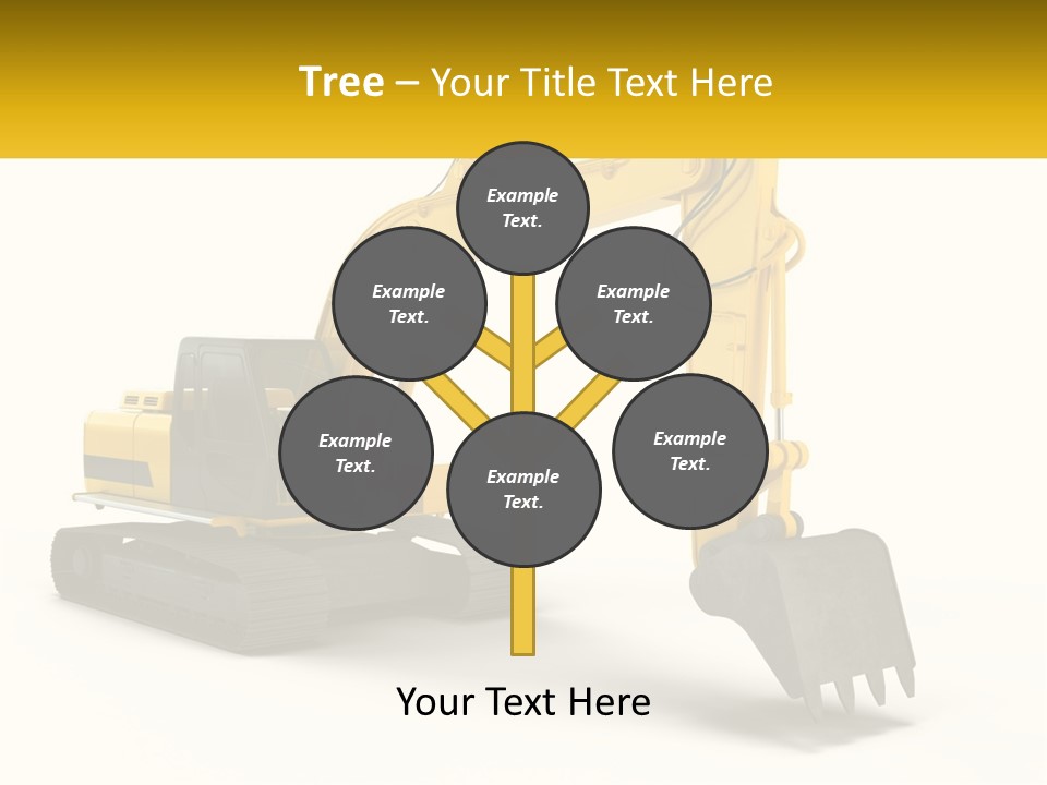 A Yellow And Black Excavator On A White Background PowerPoint Template