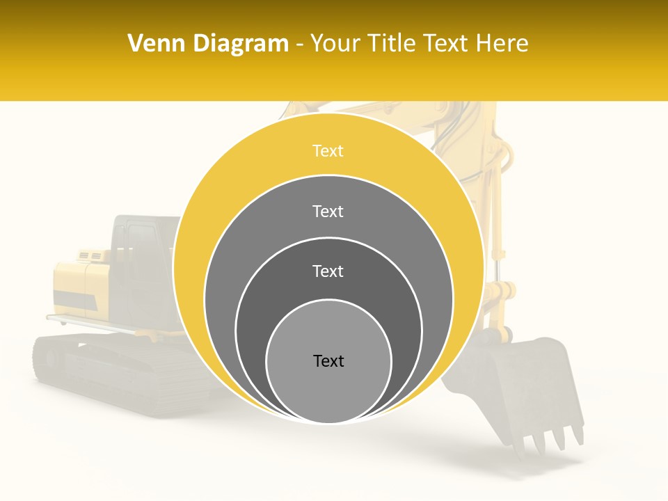A Yellow And Black Excavator On A White Background PowerPoint Template