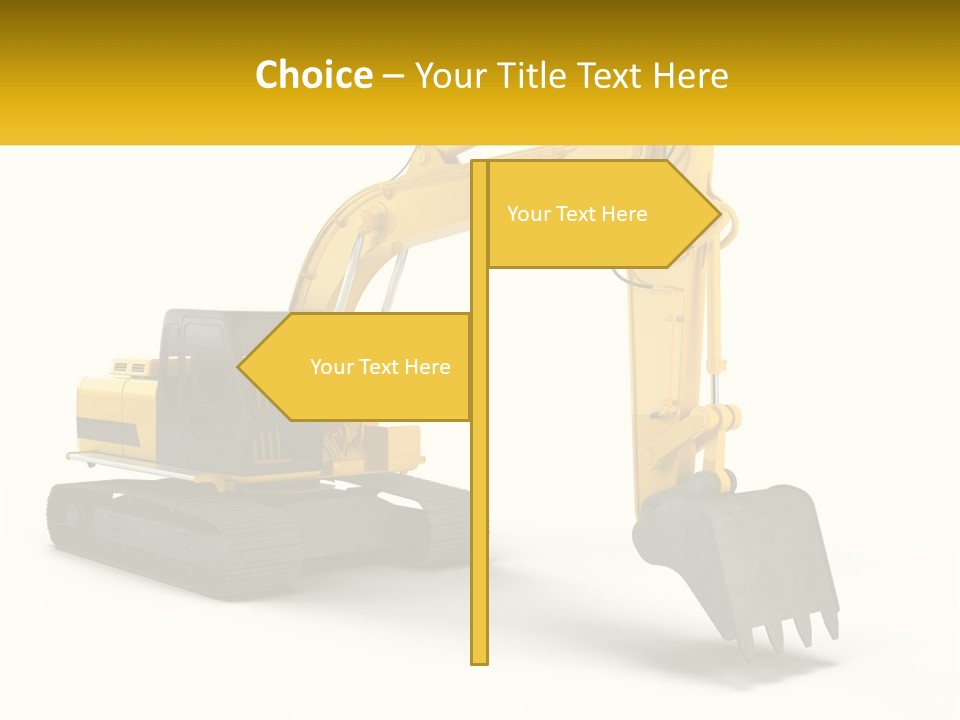 A Yellow And Black Excavator On A White Background PowerPoint Template