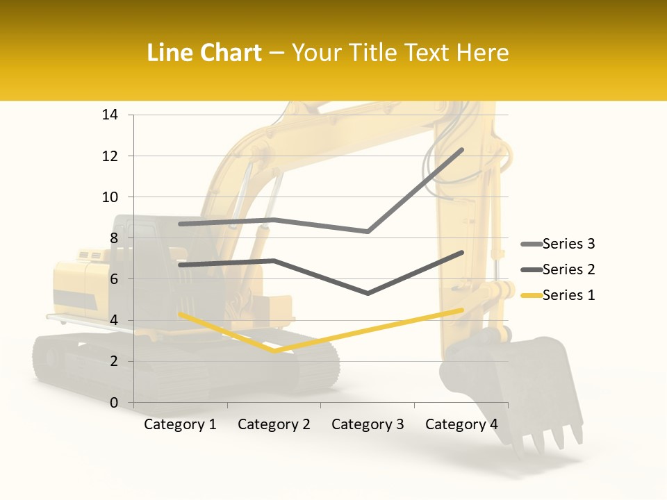A Yellow And Black Excavator On A White Background PowerPoint Template