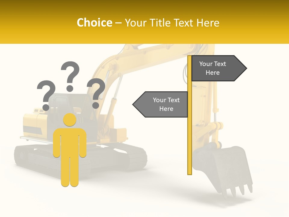 A Yellow And Black Excavator On A White Background PowerPoint Template