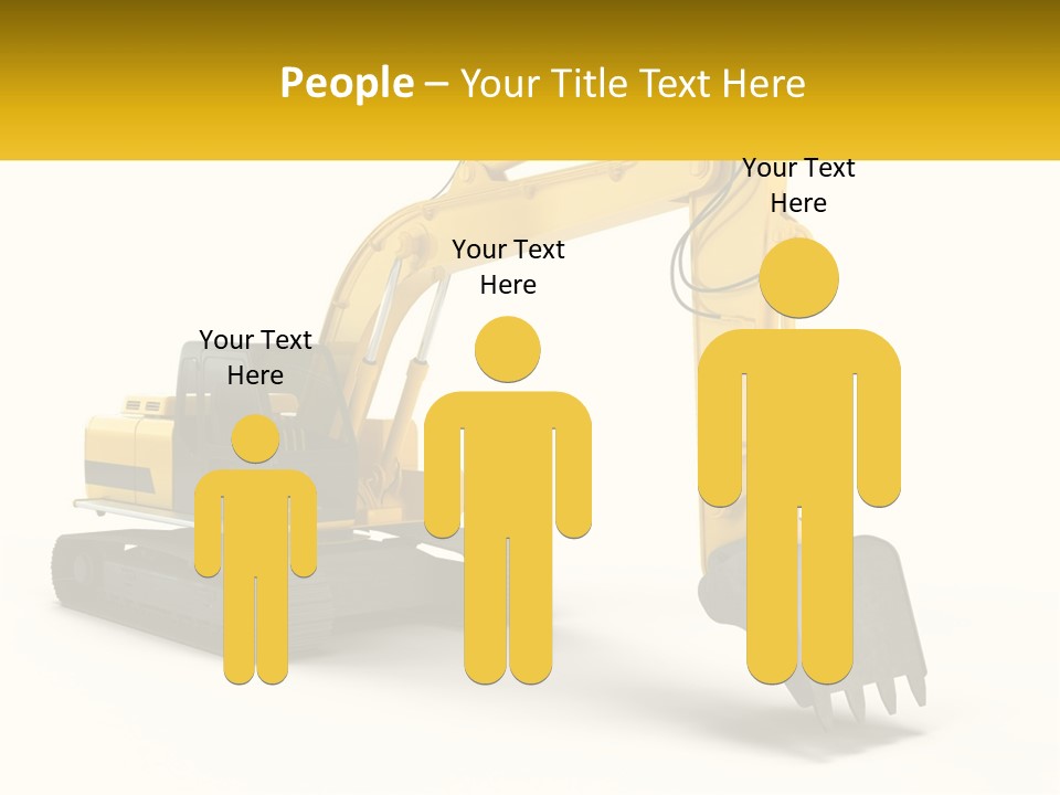 A Yellow And Black Excavator On A White Background PowerPoint Template