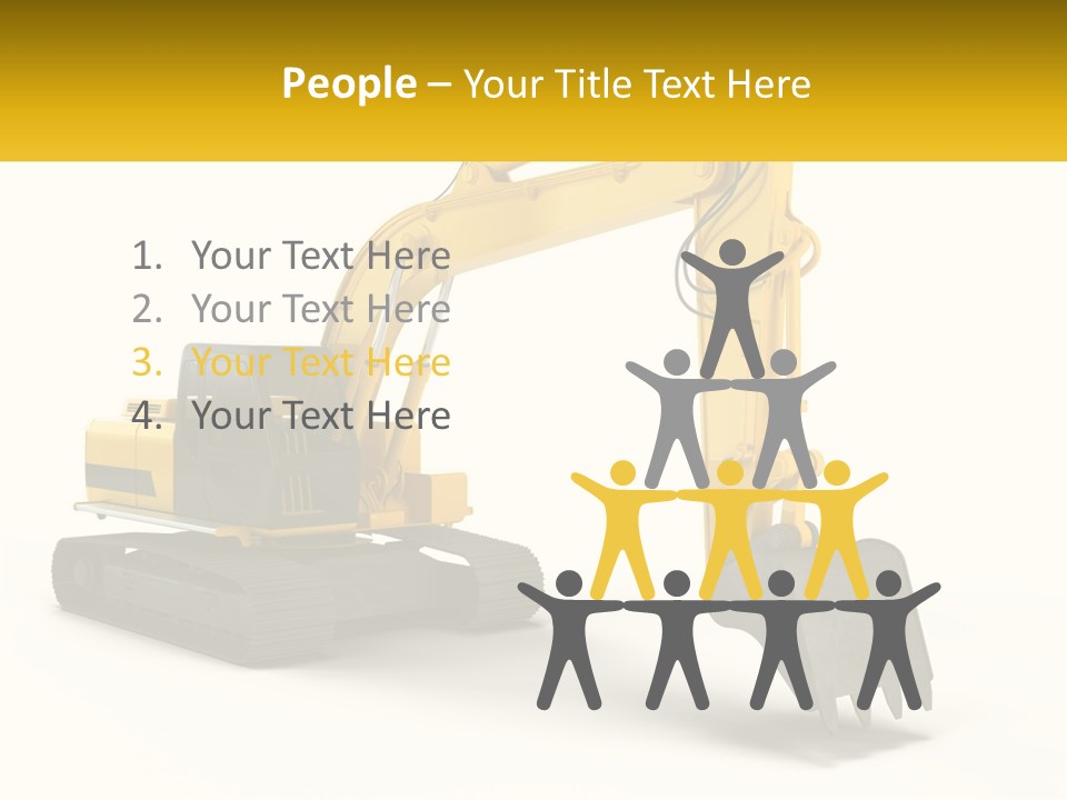 A Yellow And Black Excavator On A White Background PowerPoint Template