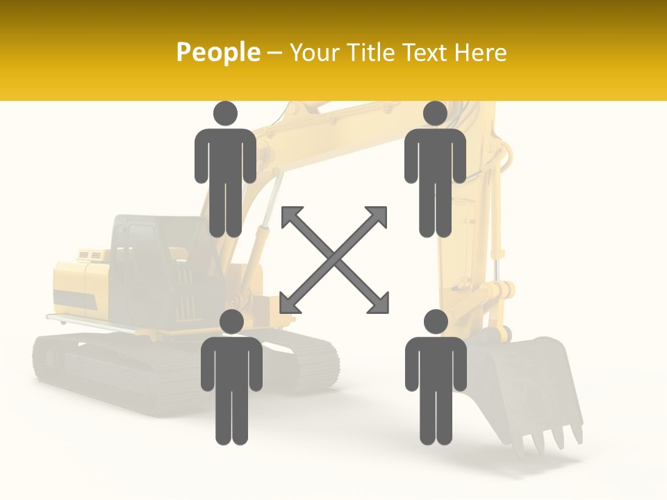 A Yellow And Black Excavator On A White Background PowerPoint Template
