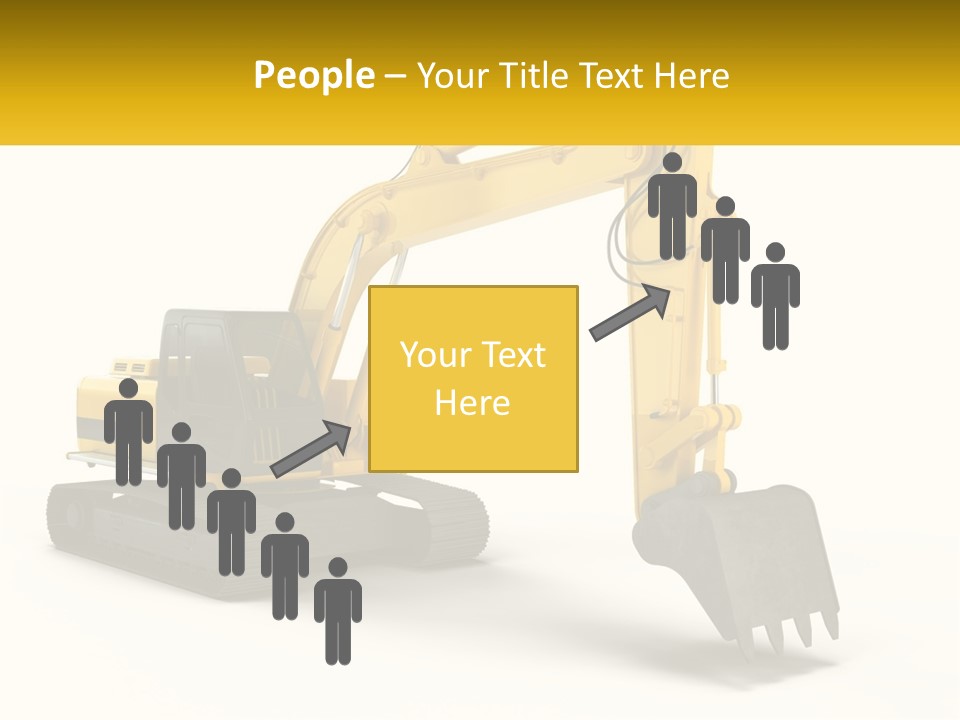 A Yellow And Black Excavator On A White Background PowerPoint Template