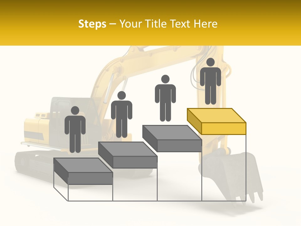 A Yellow And Black Excavator On A White Background PowerPoint Template
