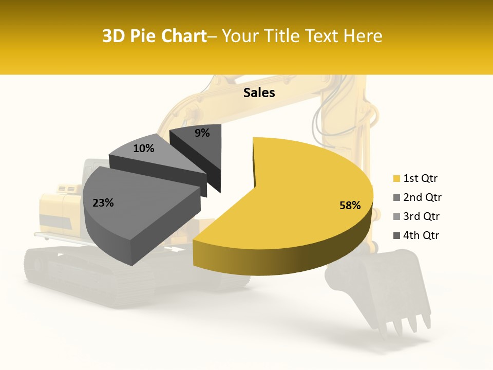 A Yellow And Black Excavator On A White Background PowerPoint Template