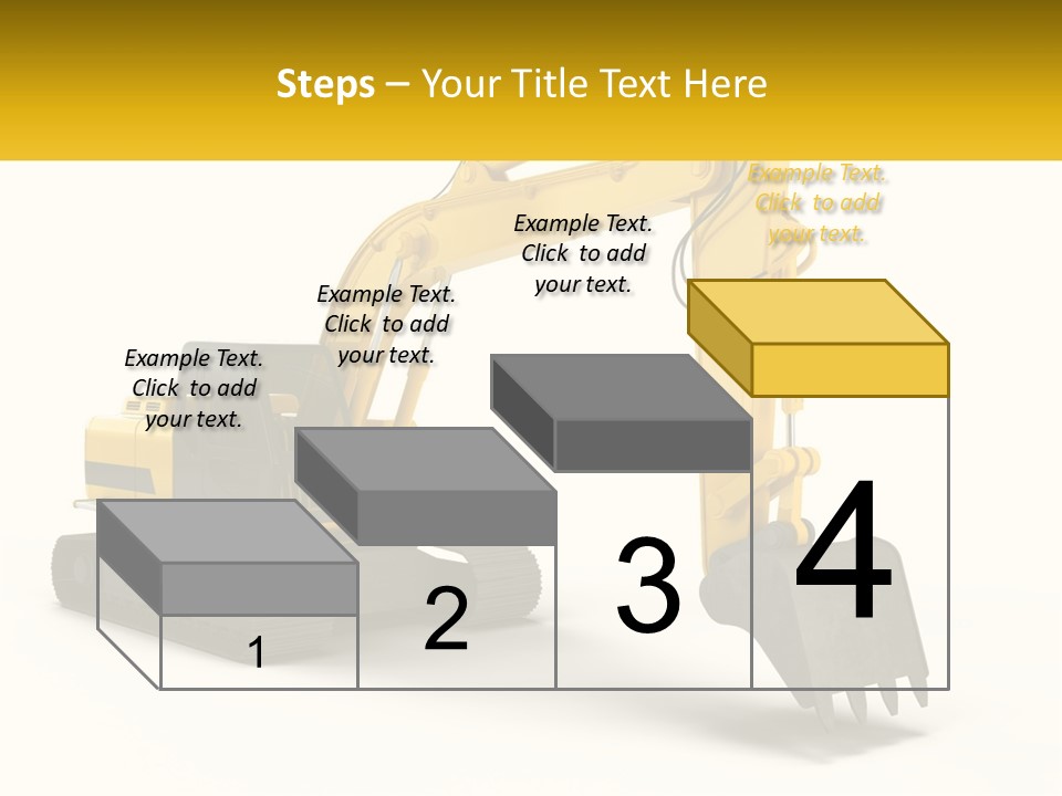 A Yellow And Black Excavator On A White Background PowerPoint Template