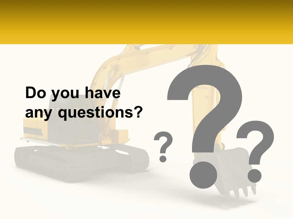 A Yellow And Black Excavator On A White Background PowerPoint Template