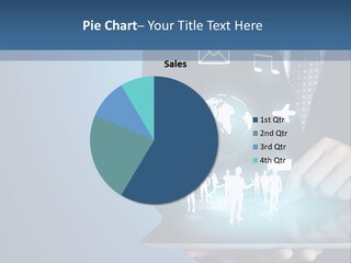 A Man In A Suit Holding A Tablet With Icons On It PowerPoint Template