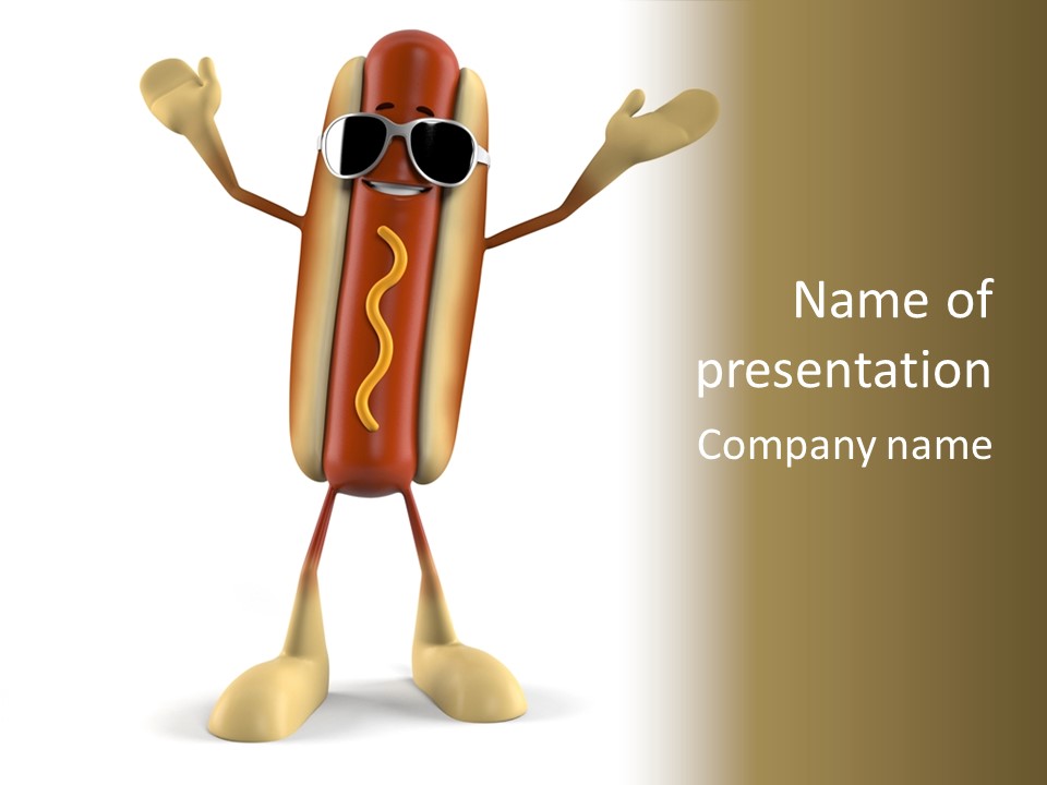 A Hot Dog With Sunglasses On It Is Giving A Thumbs Up PowerPoint Template