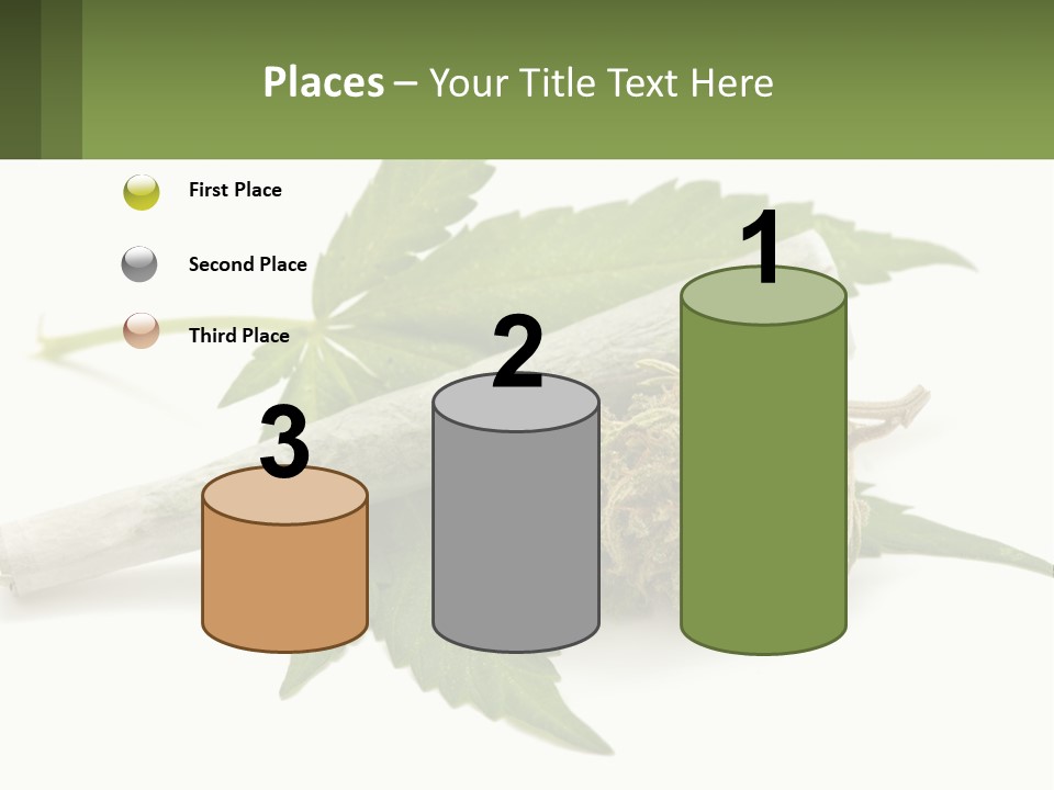 A Marijuana Leaf And A Marijuana Bud On A White Background PowerPoint Template