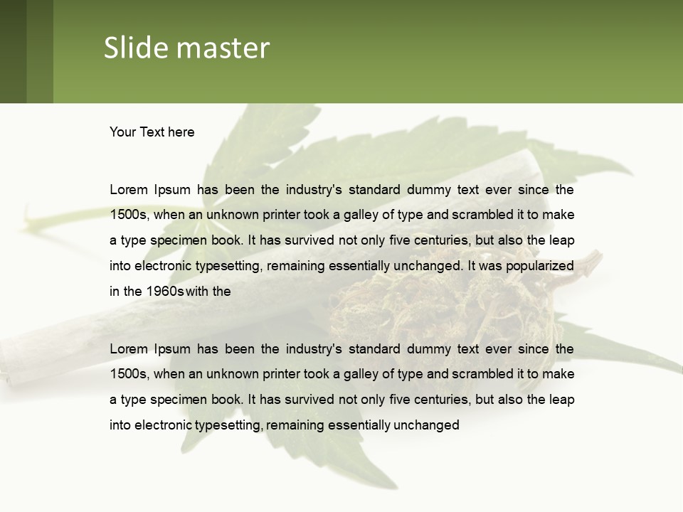 A Marijuana Leaf And A Marijuana Bud On A White Background PowerPoint Template