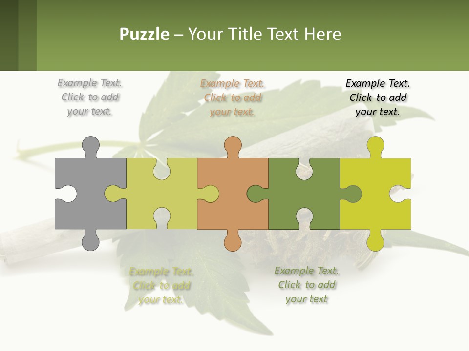 A Marijuana Leaf And A Marijuana Bud On A White Background PowerPoint Template