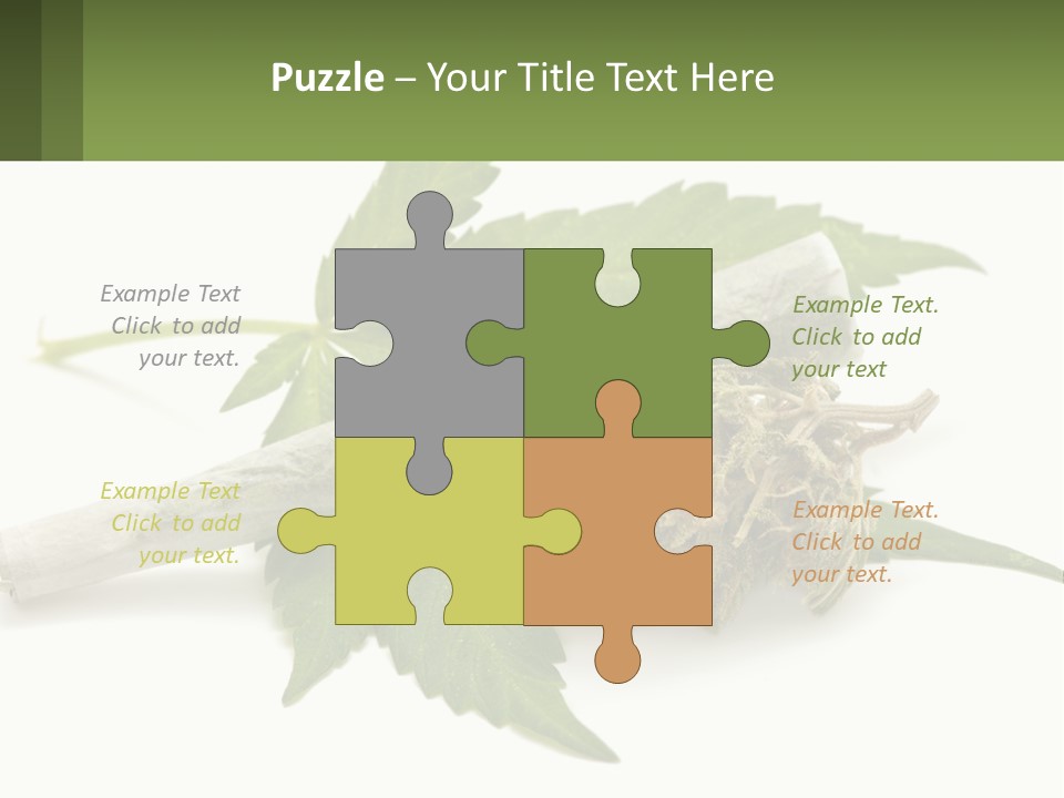 A Marijuana Leaf And A Marijuana Bud On A White Background PowerPoint Template