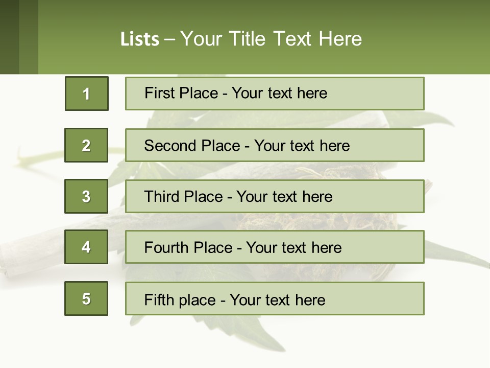 A Marijuana Leaf And A Marijuana Bud On A White Background PowerPoint Template