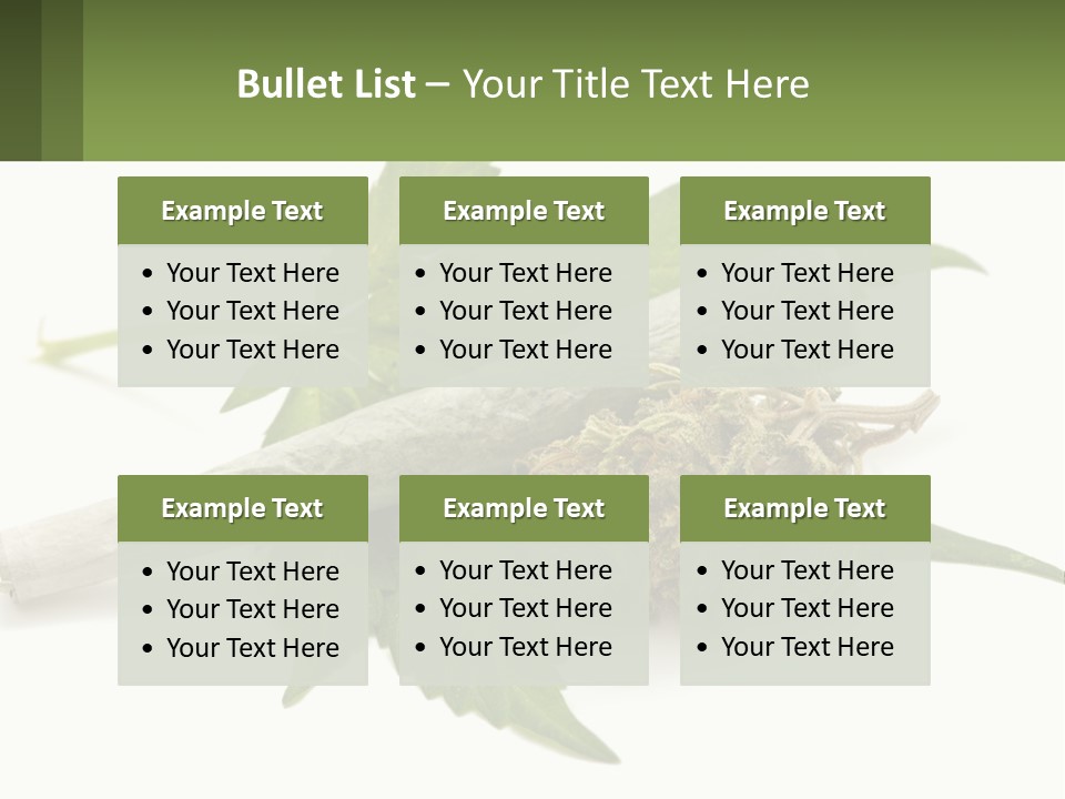 A Marijuana Leaf And A Marijuana Bud On A White Background PowerPoint Template