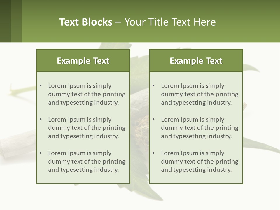 A Marijuana Leaf And A Marijuana Bud On A White Background PowerPoint Template