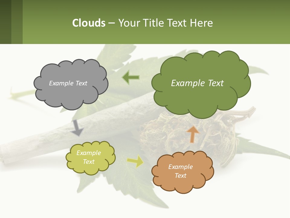 A Marijuana Leaf And A Marijuana Bud On A White Background PowerPoint Template