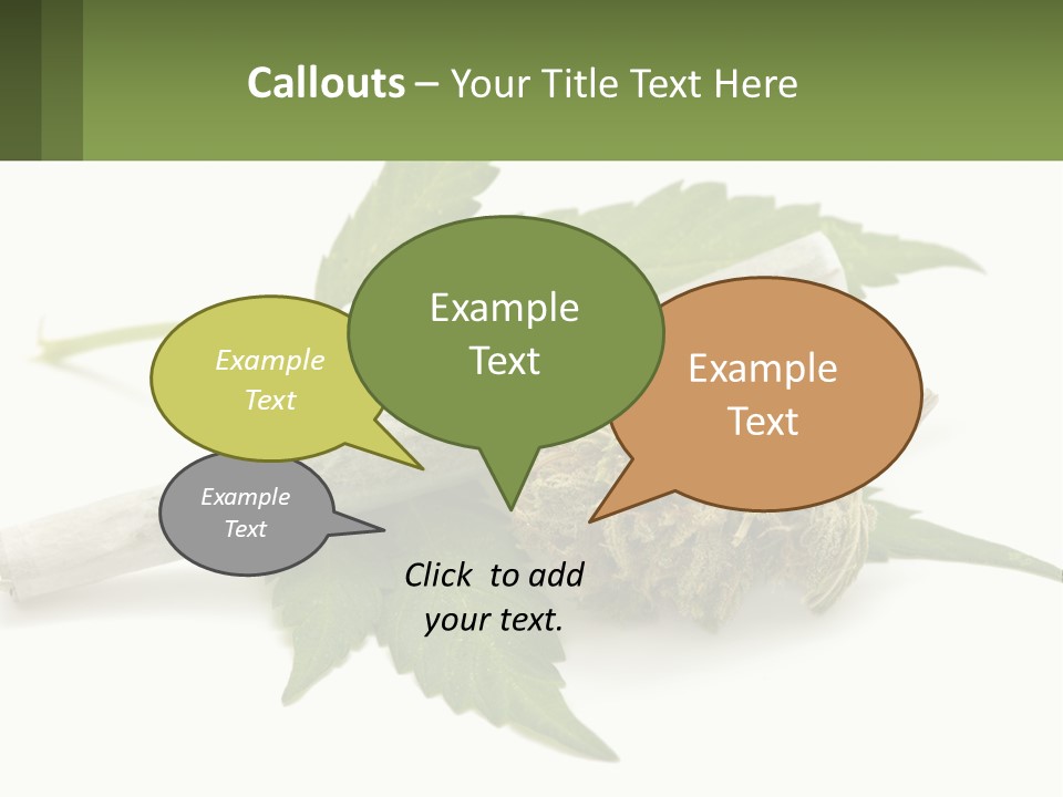 A Marijuana Leaf And A Marijuana Bud On A White Background PowerPoint Template