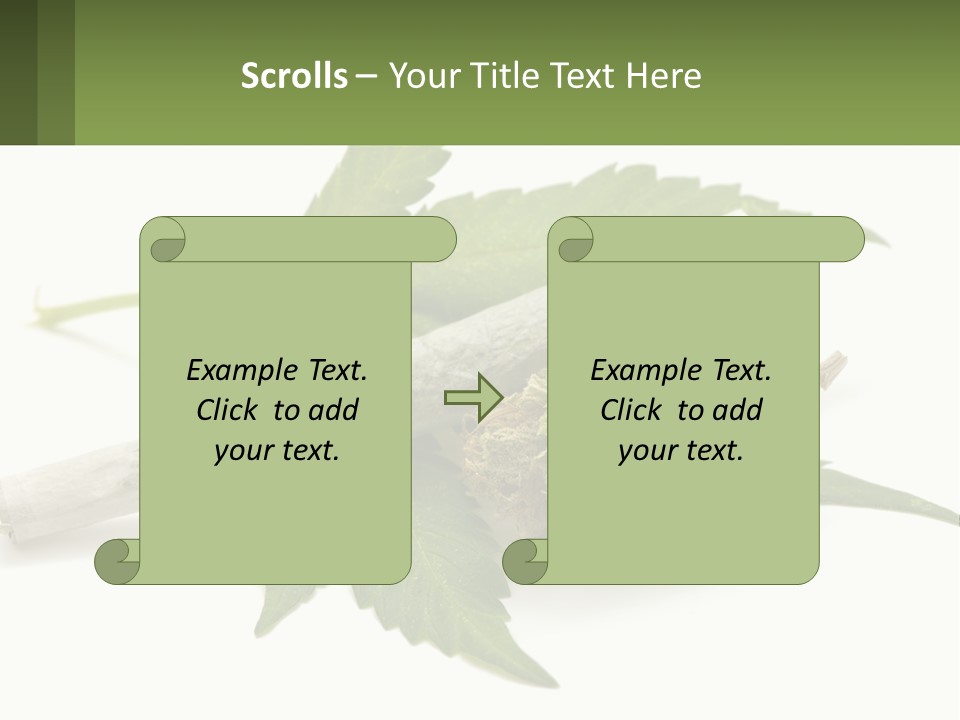 A Marijuana Leaf And A Marijuana Bud On A White Background PowerPoint Template
