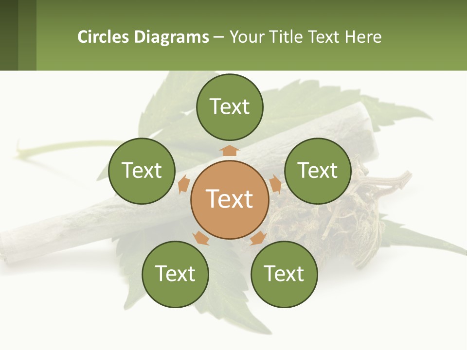 A Marijuana Leaf And A Marijuana Bud On A White Background PowerPoint Template