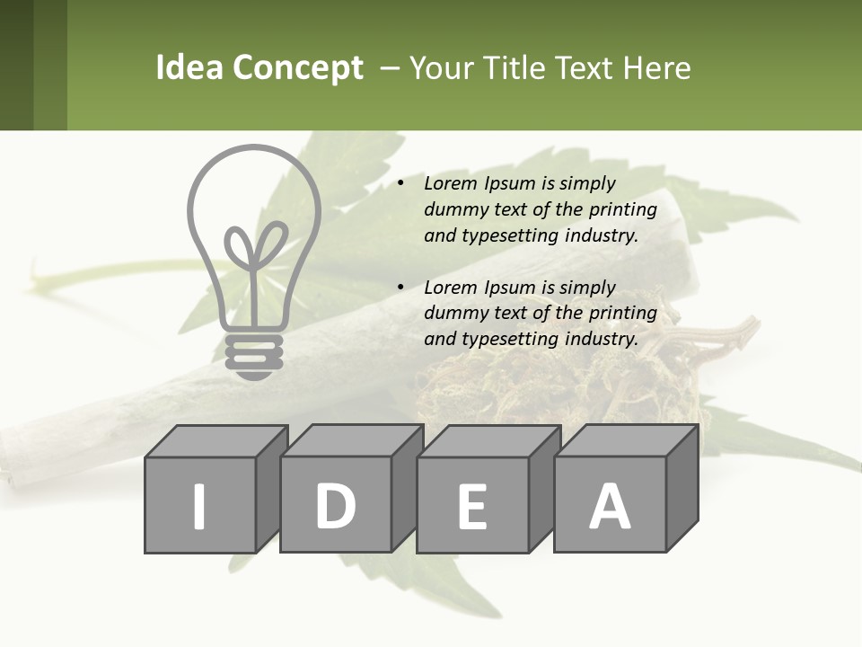 A Marijuana Leaf And A Marijuana Bud On A White Background PowerPoint Template