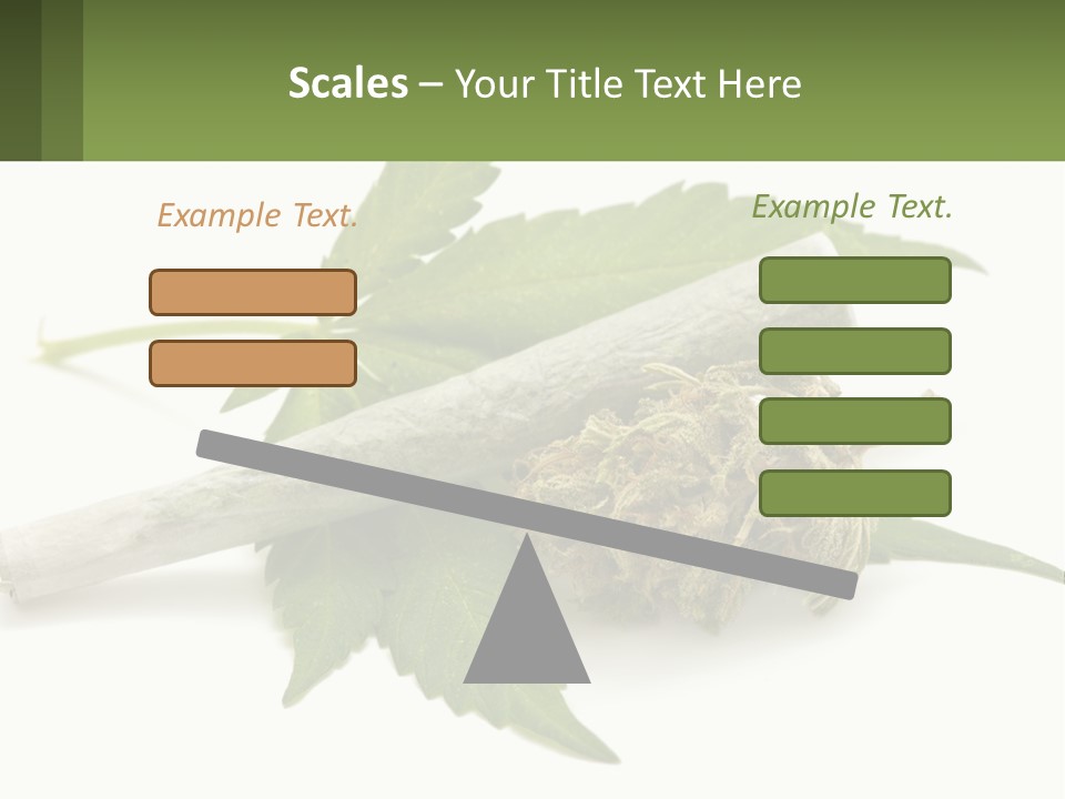 A Marijuana Leaf And A Marijuana Bud On A White Background PowerPoint Template