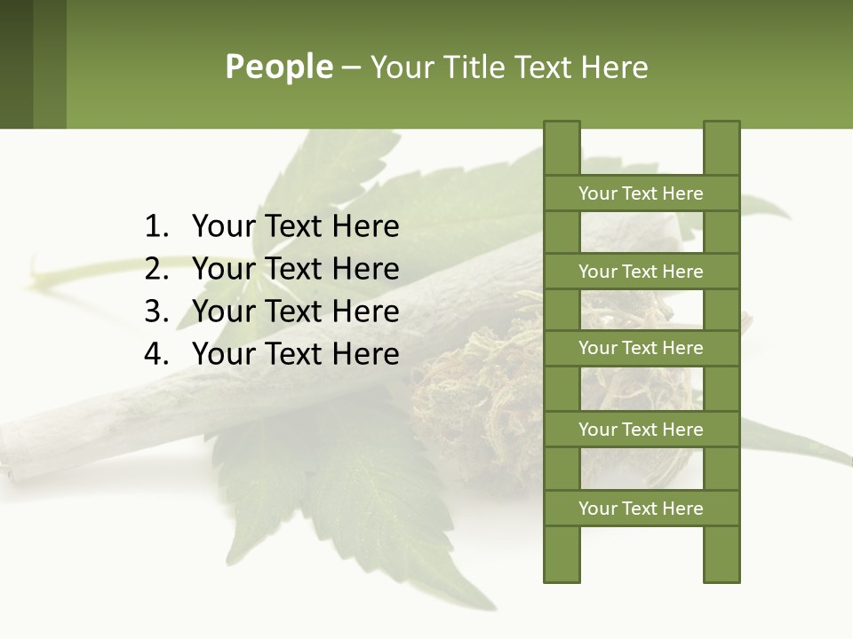 A Marijuana Leaf And A Marijuana Bud On A White Background PowerPoint Template