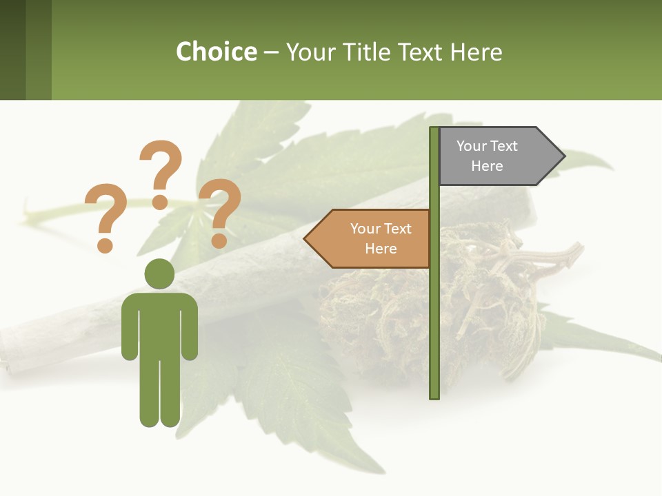 A Marijuana Leaf And A Marijuana Bud On A White Background PowerPoint Template