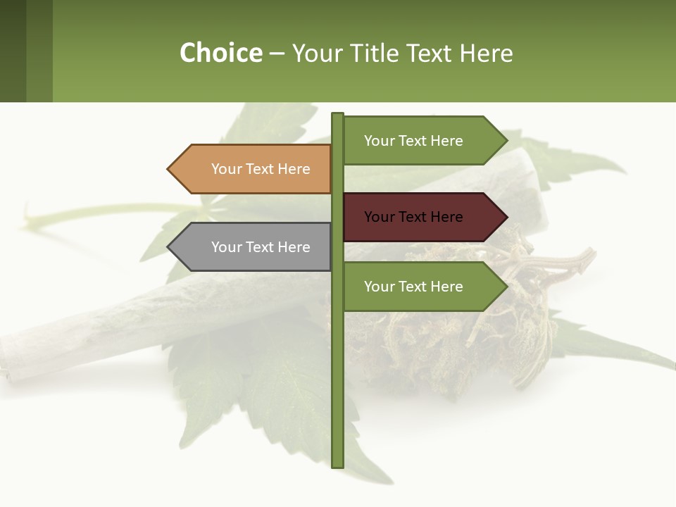 A Marijuana Leaf And A Marijuana Bud On A White Background PowerPoint Template