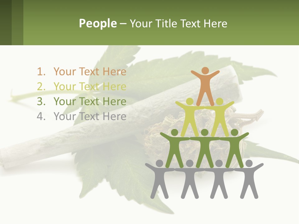 A Marijuana Leaf And A Marijuana Bud On A White Background PowerPoint Template