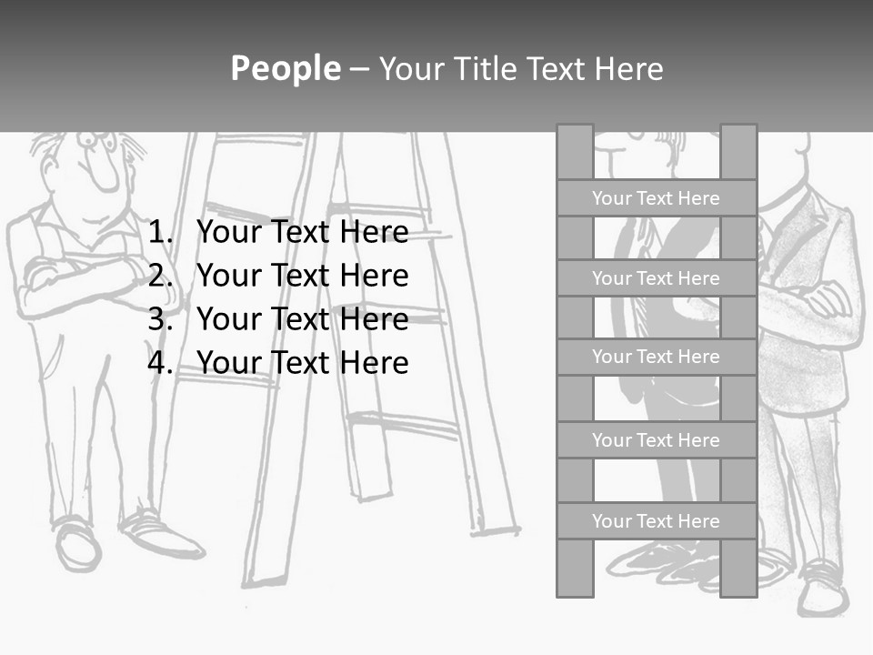 A Cartoon Of A Man Standing Next To A Ladder PowerPoint Template