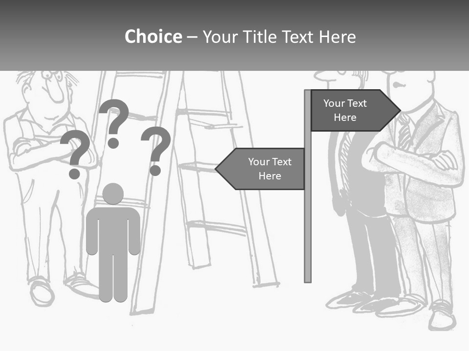 A Cartoon Of A Man Standing Next To A Ladder PowerPoint Template