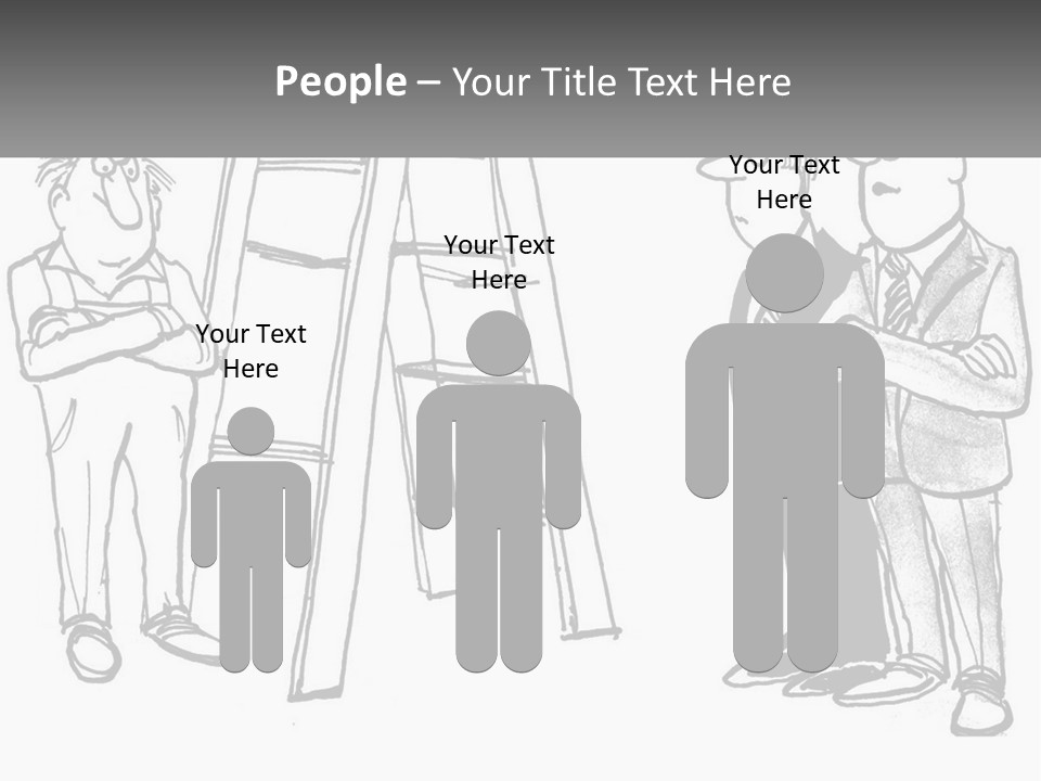 A Cartoon Of A Man Standing Next To A Ladder PowerPoint Template