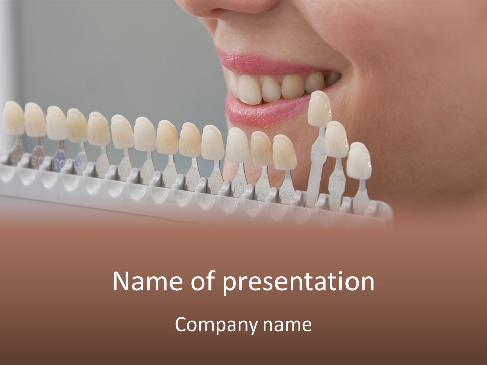 A Woman Is Brushing Her Teeth With A Toothbrush PowerPoint Template