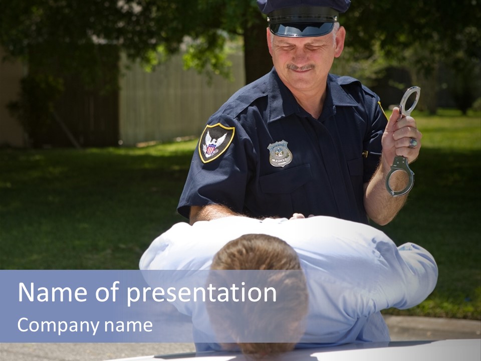A Police Officer Giving A Presentation To A Child PowerPoint Template